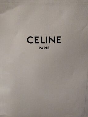Celine White Cotton Dust Bag with Black Logo